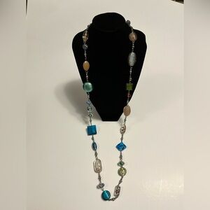 Vintage Premier Designs Signed Multi Color Bead 36” Necklace